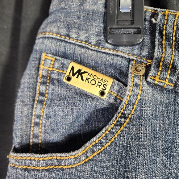 MICHAEL KORS Womens Denim Capri Pants Medium Wash MK Logo Button Size 10 - Picture 4 of 7
